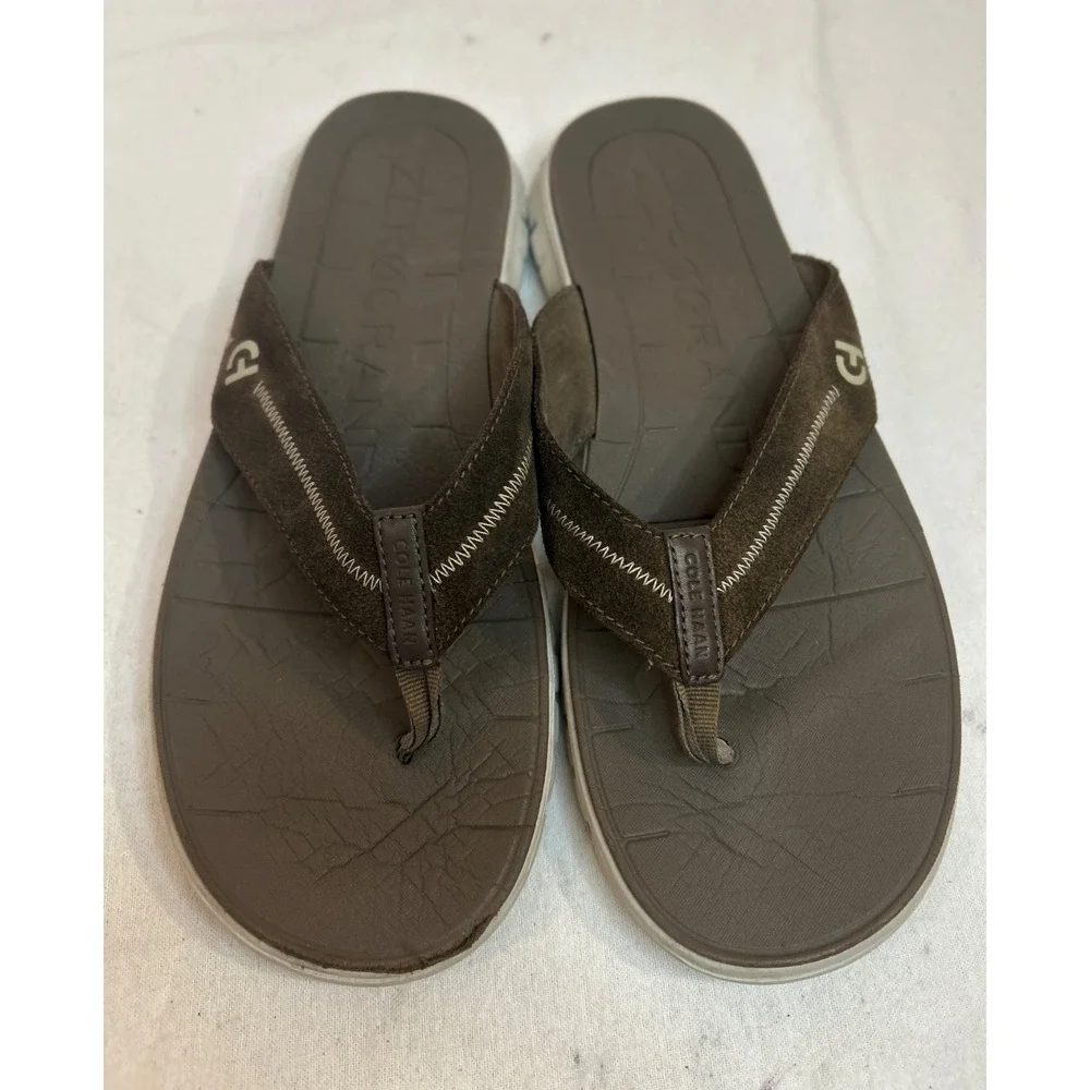 Cole‎ Haan ZERØGRAND Stitchlite Men's 10M Brown Flip-Flop Thong Sandals
